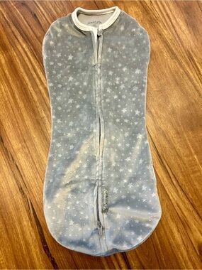 Swaddle Me Sleep Sack NB Soft Grey Velour Star POD Swaddle Wrap